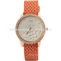 Beautiful women leather watch diamond dial floral watch